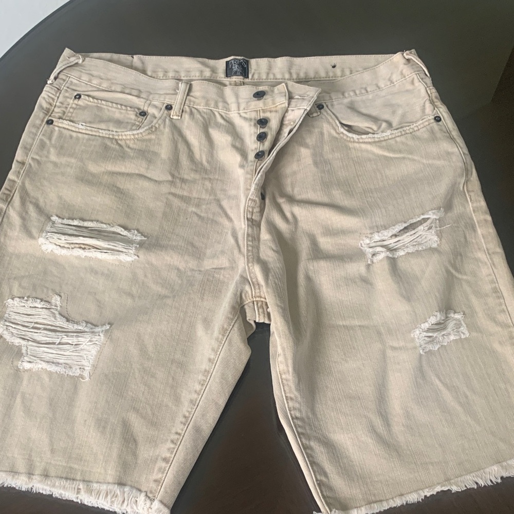 PRPS Button-Fly Tan Denim Short
